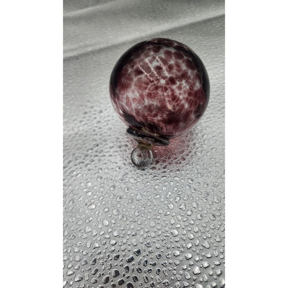 Mauve Spotted Hand Blown Art Glass Orb Christmas Ornament Gazing Ball vtg PBarn? - Picture 8 of 13